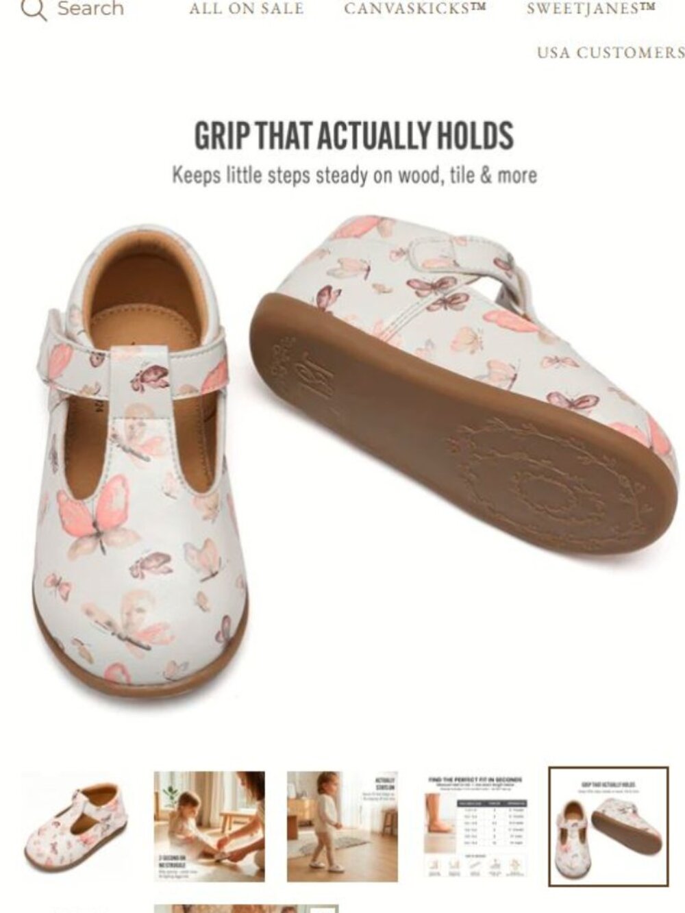 Jack & Lily's Girl's T Strap Shoes Ivory Butterfly